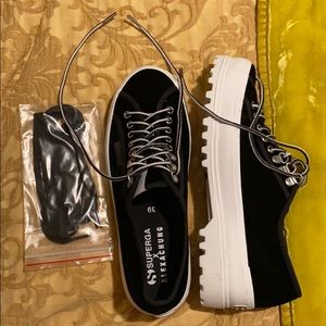 SUPERGA ALEXA CHUNG BLACK VELVET SNEAKERS